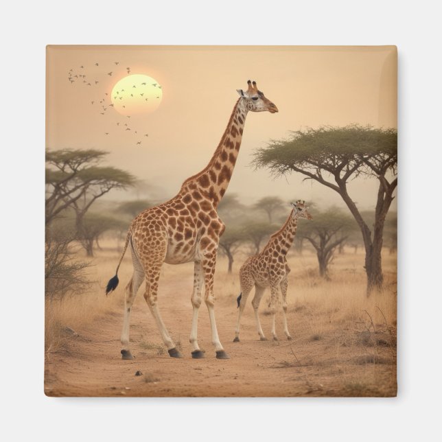 Giraffen in Afrika Magnet (Vorne)