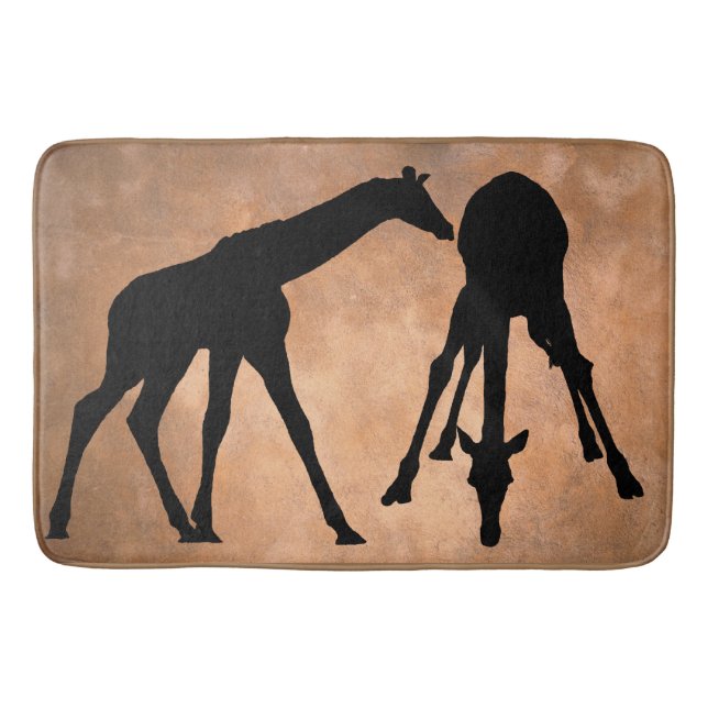GIRAFFEN IN DER SILHOUETTE BADEMATTE (Vorderseite)
