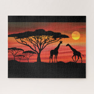 Giraffen in einem serengeti-afrikanischen Sonnenun Puzzle