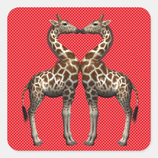 Giraffen in Liebe Quadratischer Aufkleber (Vorderseite)