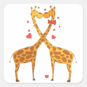 Giraffen in Liebe Quadratischer Aufkleber