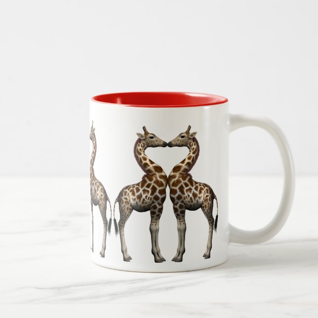 Giraffen in Liebe Zweifarbige Tasse (Rechts)
