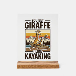 Giraffen-Kajakfahren Vintage Lustiges T-Shirt Desi Acrylschild