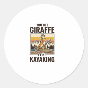 Giraffen-Kajakfahren Vintage Lustiges T-Shirt Desi Runder Aufkleber