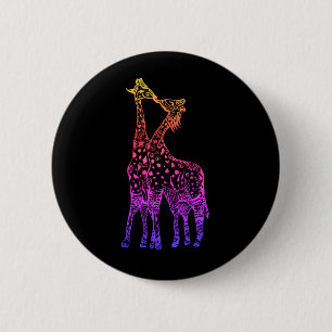 Giraffen Kiss farbenfrohe Kunst Rund Abzeichen Button