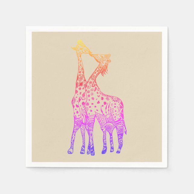 Giraffen Kiss farbenprächtiges Cocktailpapier Napk Serviette (Vorderseite)