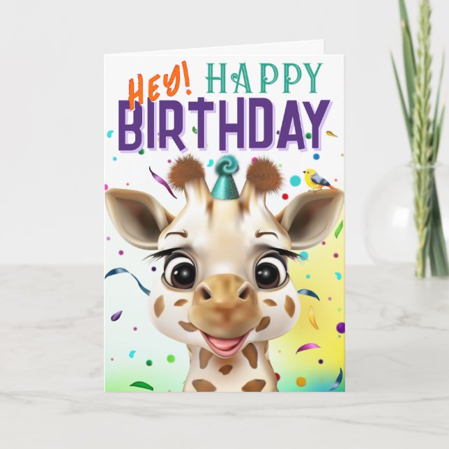Giraffen-Konfetti-Geburtstag Karte (Vorderseite)
