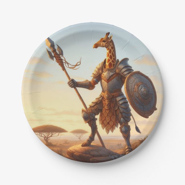 Giraffen Krieger Pappteller (Vorderseite)