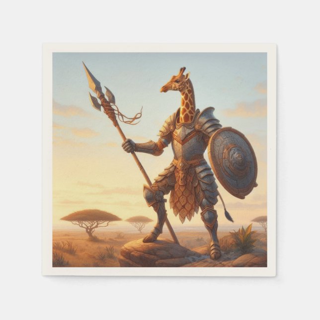 Giraffen Krieger Serviette (Vorderseite)