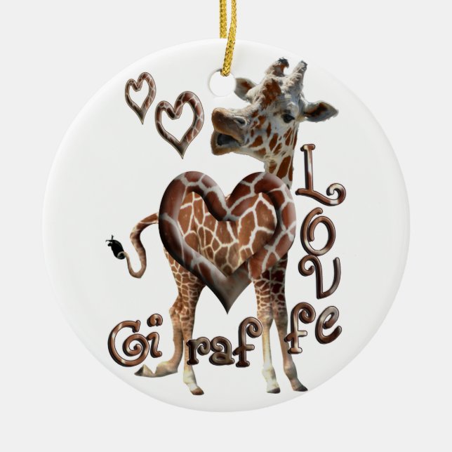 GIRAFFEN-LIEBE-WEIHNACHTSverzierung Keramikornament (Vorne)