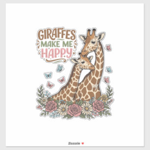 Giraffen machen mich glücklich Vintage-Blumen-Shir Aufkleber