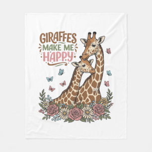 Giraffen machen mich glücklich Vintage-Blumen-Shir Fleecedecke