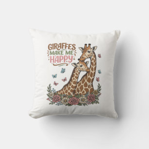 Giraffen machen mich glücklich Vintage-Blumen-Shir Kissen