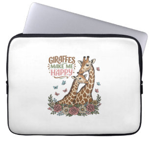 Giraffen machen mich glücklich Vintage-Blumen-Shir Laptopschutzhülle