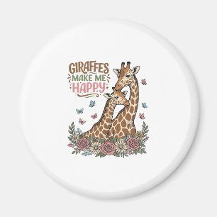Giraffen machen mich glücklich Vintage-Blumen-Shir Magnet