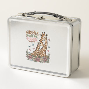 Giraffen machen mich glücklich Vintage-Blumen-Shir Metall Brotdose