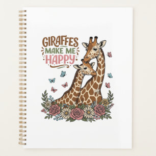 Giraffen machen mich glücklich Vintage-Blumen-Shir Planer
