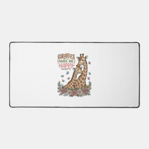 Giraffen machen mich glücklich Vintage-Blumen-Shir Schreibtischunterlage