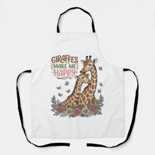 Giraffen machen mich glücklich Vintage-Blumen-Shir Schürze