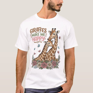 Giraffen machen mich glücklich Vintage-Blumen-Shir T-Shirt