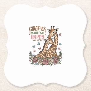 Giraffen machen mich glücklich Vintage-Blumen-Shir Untersetzer