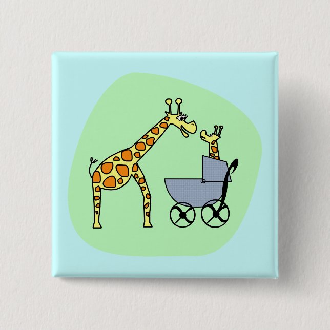 Giraffen-Mama und Baby-Knopf Button (Vorderseite)