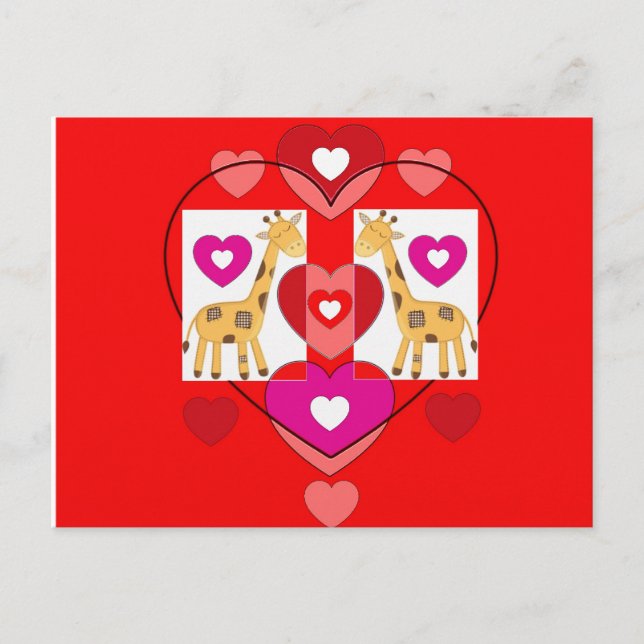Giraffen mit Herzen. Postkarte (Vorderseite)