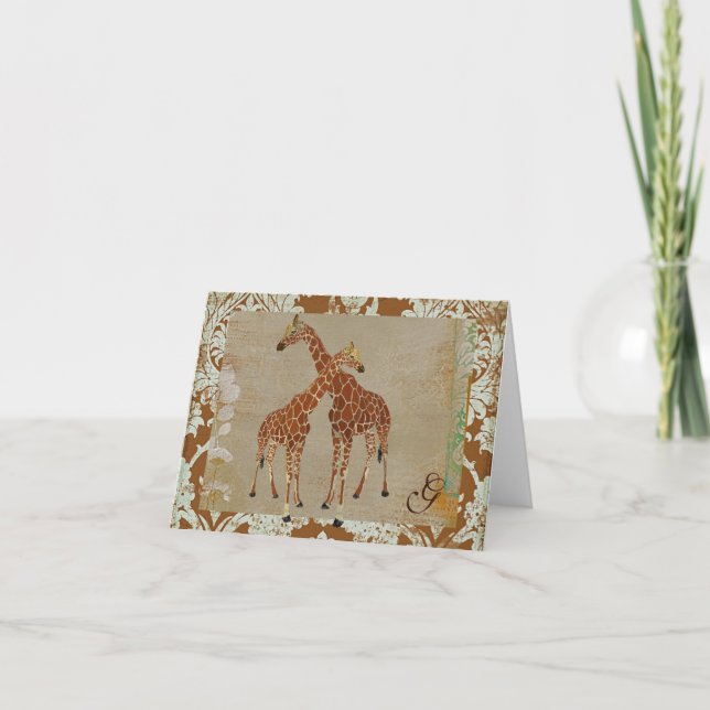 Giraffen-Monogramm Notecard (Vorderseite)