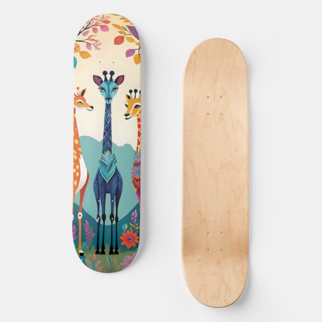 Giraffen Niedlich Artwork Skateboard (Vorderseite)