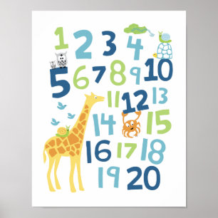 Giraffen-Nummer Kinderzimmer-Wandkunst-Druck Poster