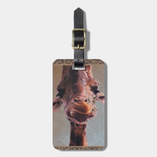 Giraffen-Ölgemälde Gepäckanhänger (Vorderseite vertikal)