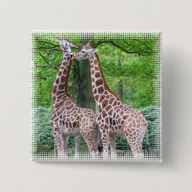 Giraffen-Paar-Quadrat-Button Button (Vorderseite)