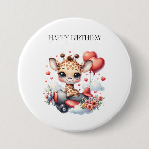 Giraffen-Pilot Geburtstag Button