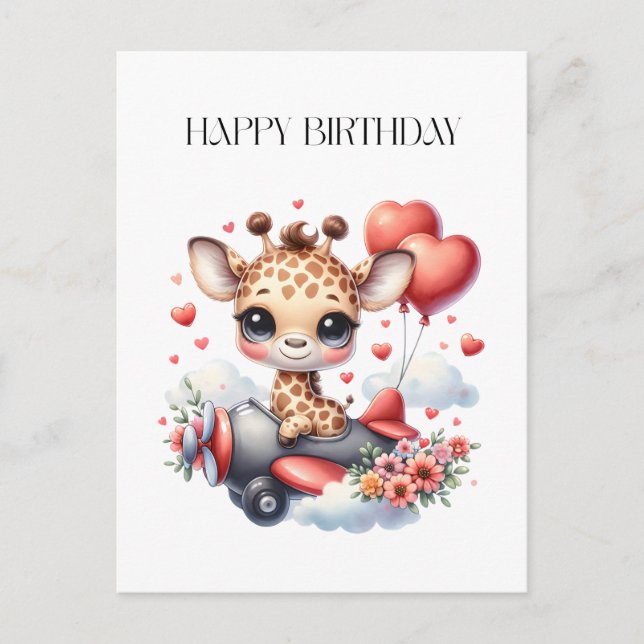 Giraffen-Pilot Geburtstag Feiertagspostkarte (Vorderseite)