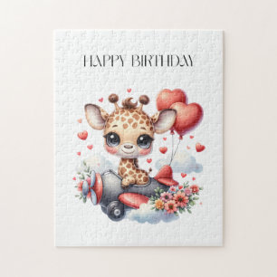 Giraffen-Pilot Geburtstag Puzzle