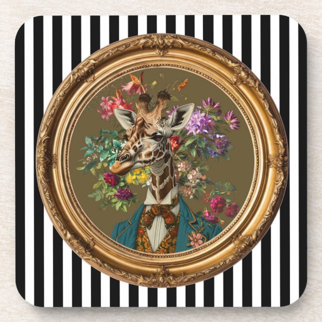 Giraffen-Portrait-Wandkunst Getränkeuntersetzer (Vorderseite)