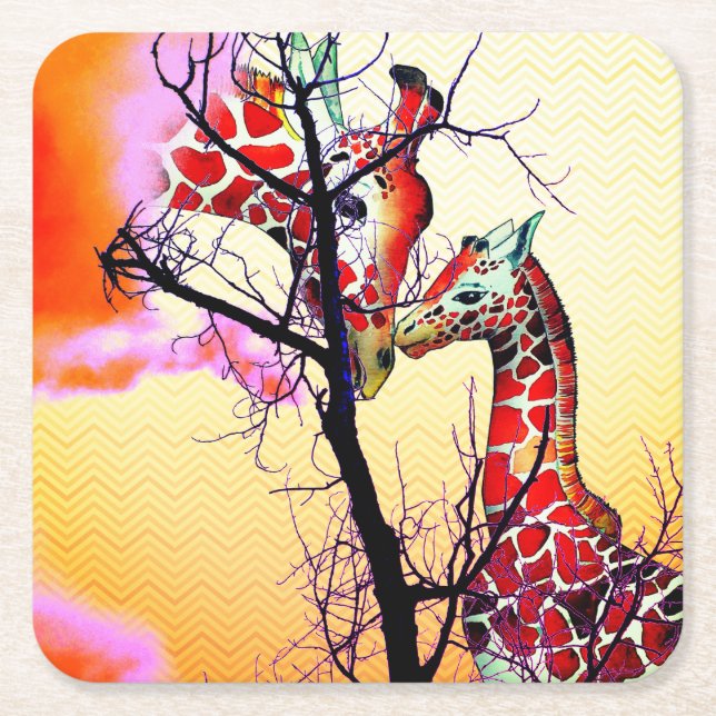 Giraffen Rechteckiger Pappuntersetzer (Vorderseite)