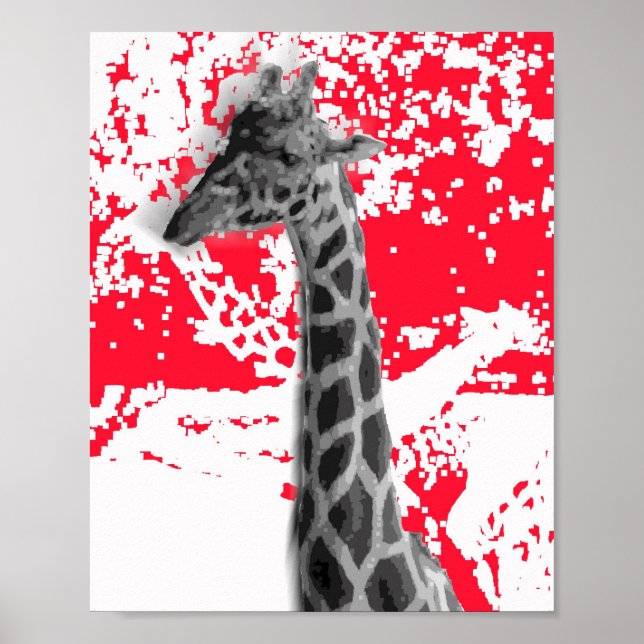 Giraffen, rot Abstrakt Poster (Vorne)