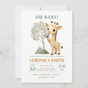 Giraffen-Safari-Dschungel-Baby-Party Einladung