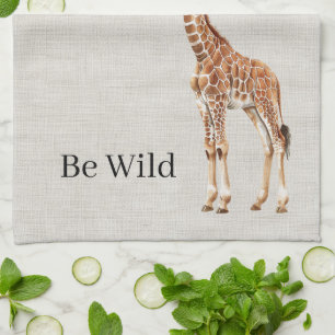 Giraffen-Safari-Tier Faux-Leinen Geschirrtuch