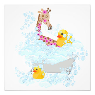 Giraffen, Schaumbad und Gummientbeinungen Fotodruck