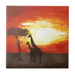 Giraffen-Silhouette Fliese