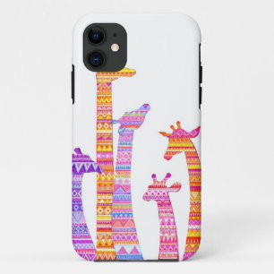 Giraffen-Silhouetten im bunten Stammes- Druck Case-Mate iPhone Hülle