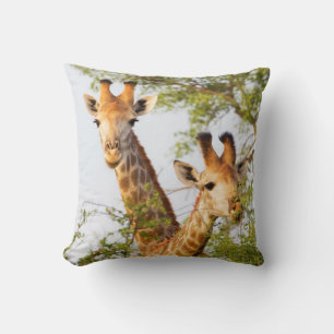 Giraffen spähen über die Vegetation Kissen