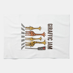 Giraffen-Stau Lustiger Giraffenübergang Vintage-Ve Geschirrtuch