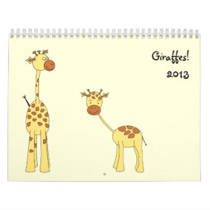 Giraffen tragen 2013 ein. Niedliche Cartoons Kalender
