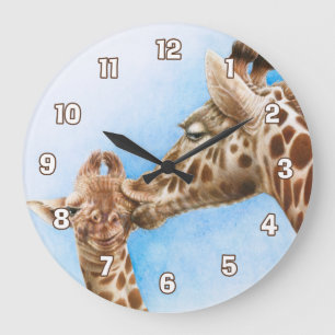 Giraffen-u. Kalb-Wanduhr Große Wanduhr