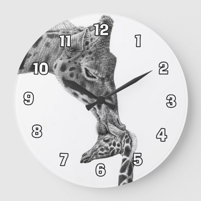 Giraffen-u. Kalb-Wanduhr Große Wanduhr (Vorderseite)