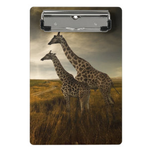 Giraffen und die Landschaft Mini Klemmbrett