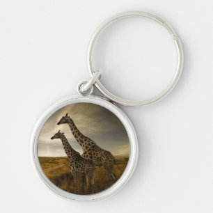 Giraffen und die Landschaft Schlüsselanhänger